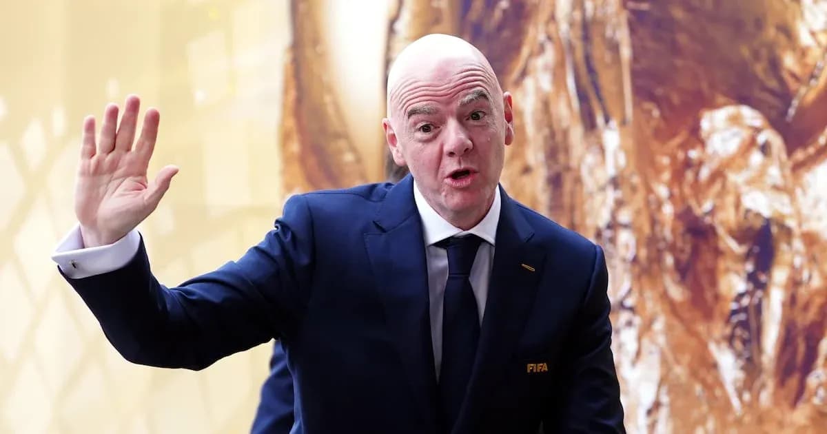 FIFA president speaking and gesturing at event FIFA president speaking and gesturing at event