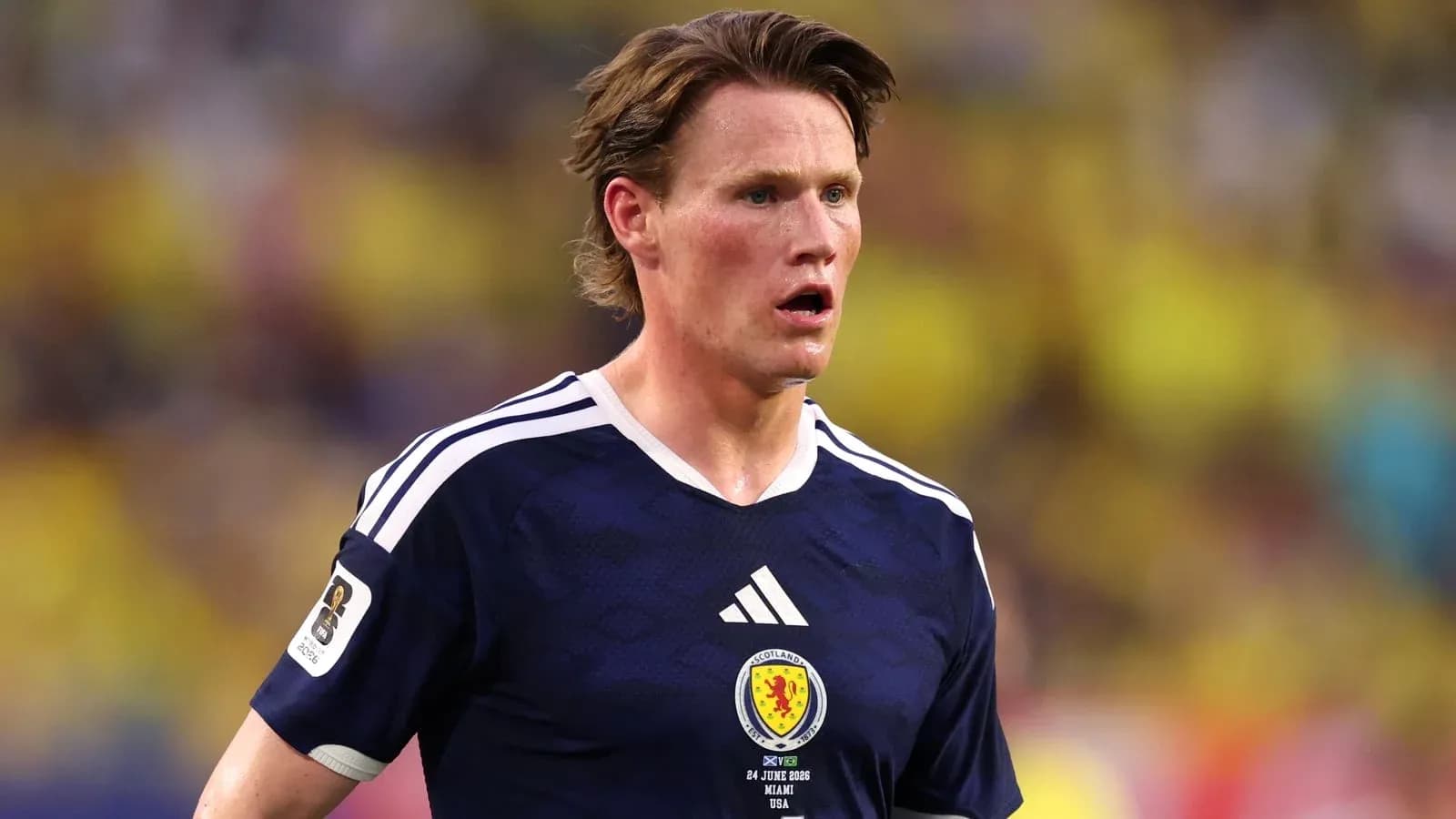 Player wearing Scotland jersey during match action Player wearing Scotland jersey during match action