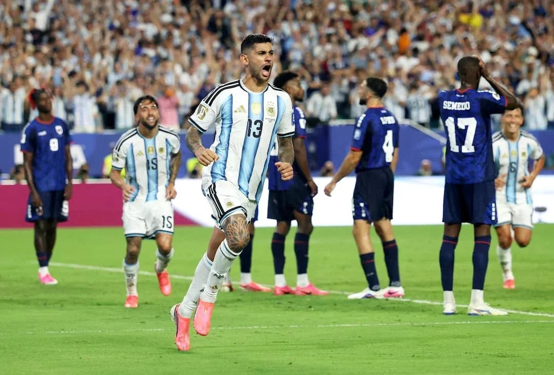 Argentina player celebrating goal against Cape Verde Argentina player celebrating goal against Cape Verde