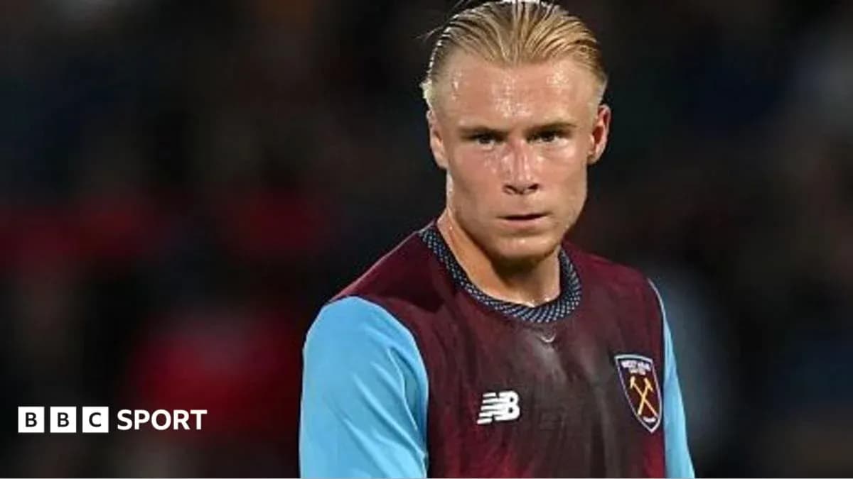Player in West Ham kit during match warm-up Player in West Ham kit during match warm-up