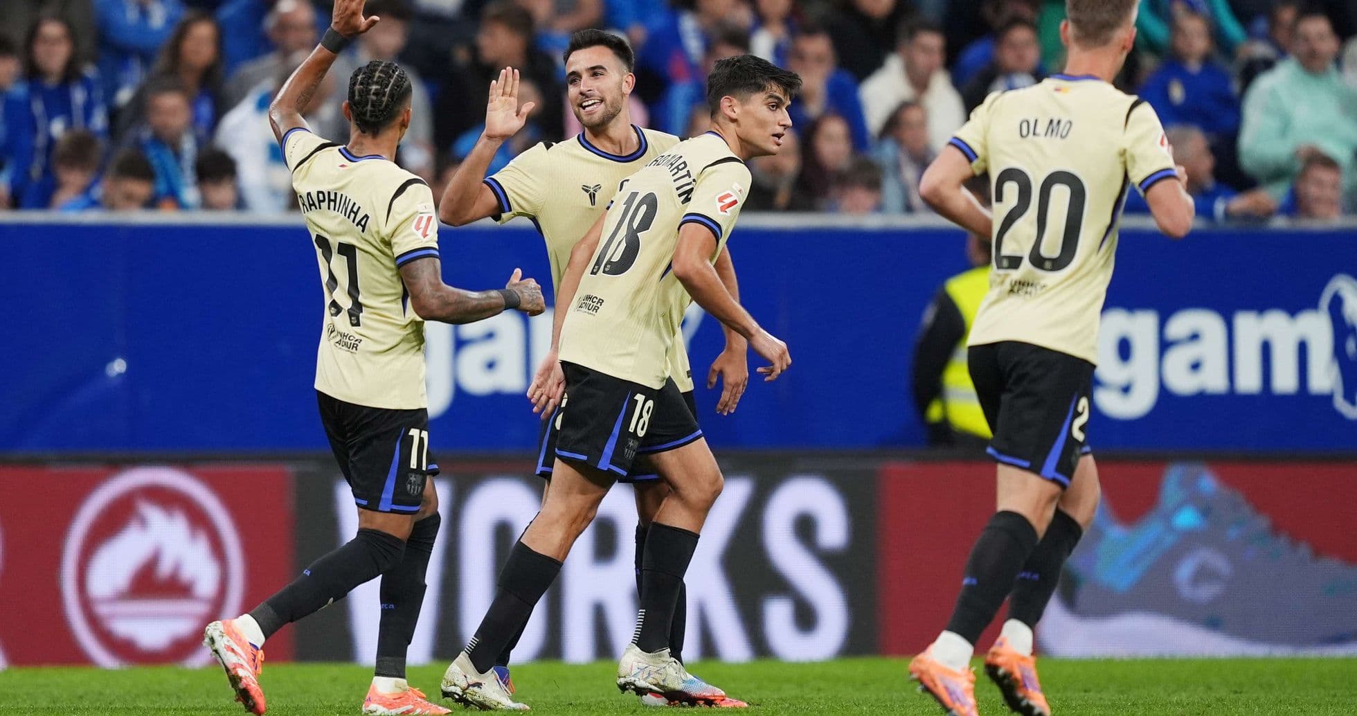 Celebration after a goal in Oviedo vs Alaves match Celebration after a goal in Oviedo vs Alaves match