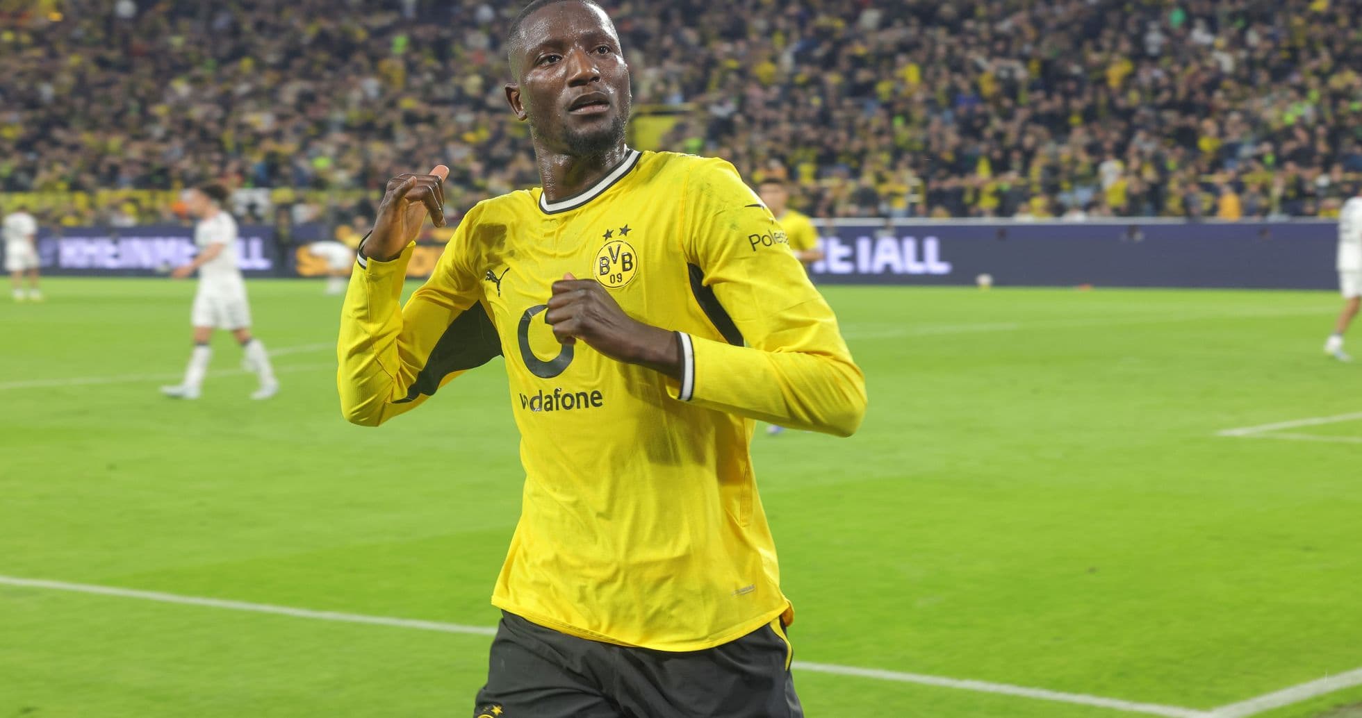 Player celebrating after scoring during a match Player celebrating after scoring during a match