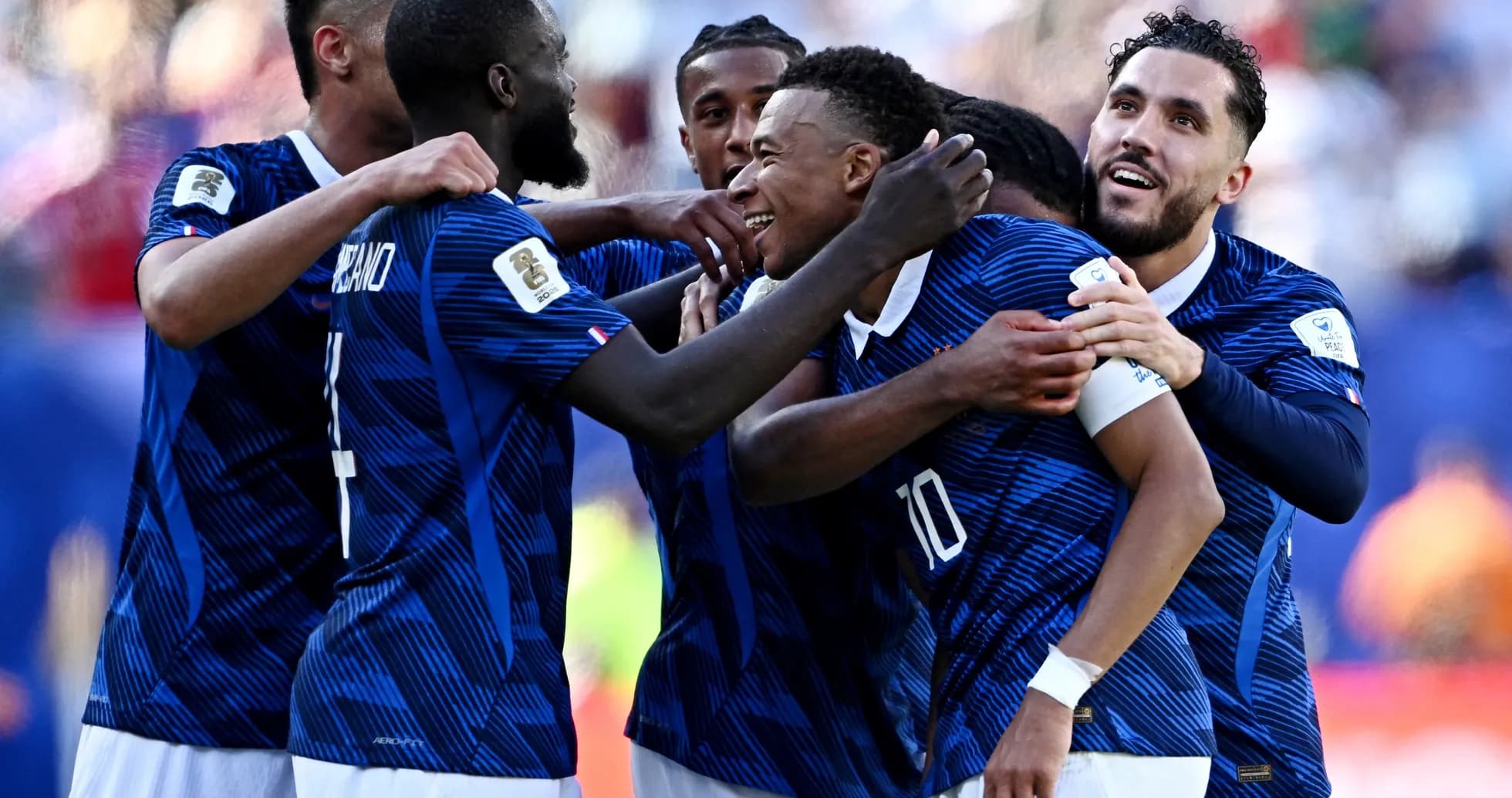 French players celebrating a goal during match French players celebrating a goal during match