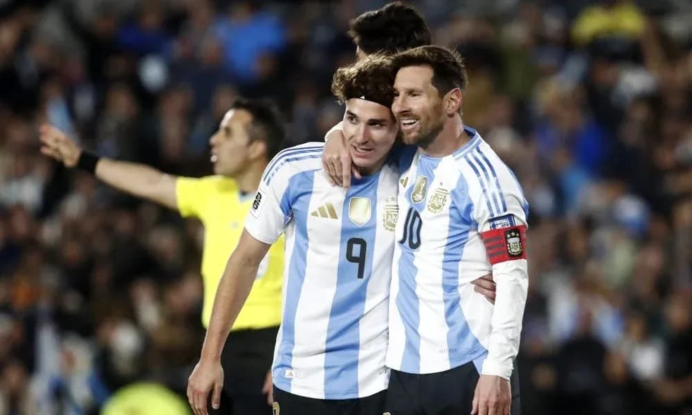 Argentina players celebrating during a match Argentina players celebrating during a match