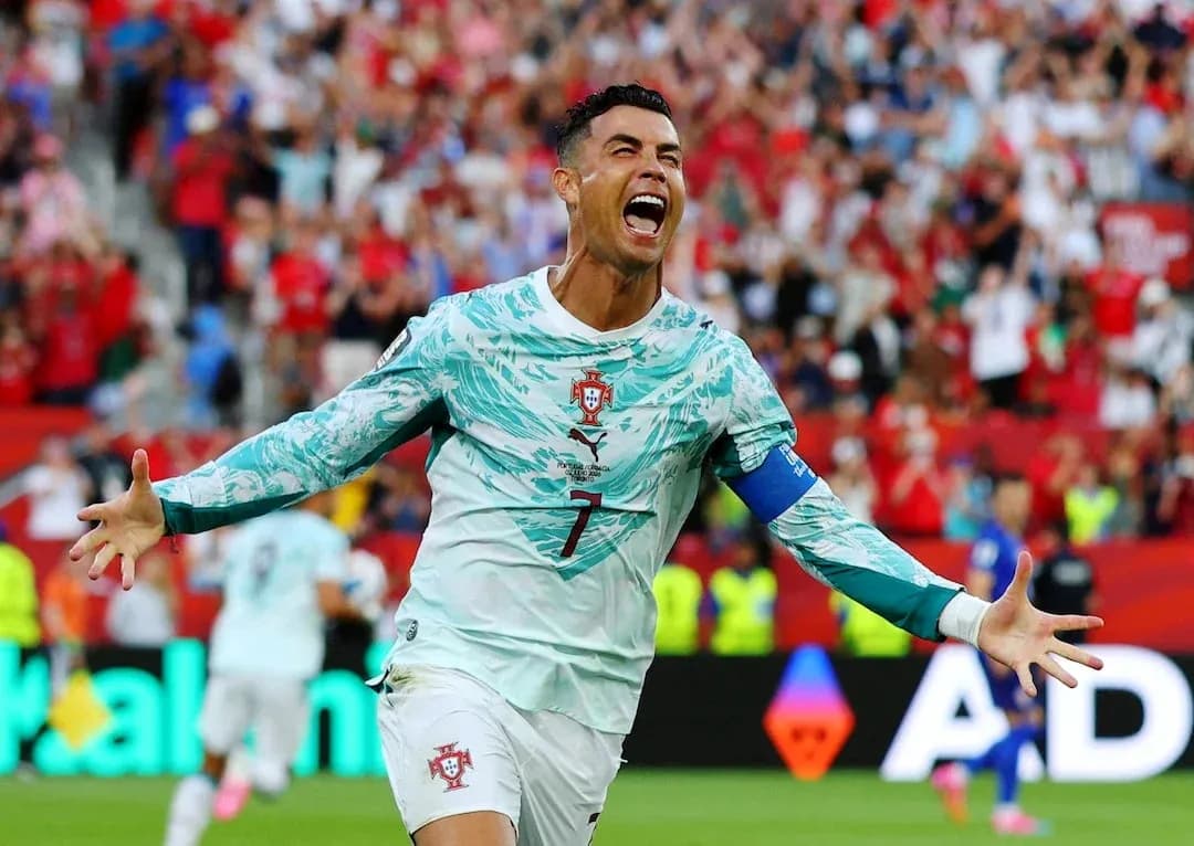 Cristiano Ronaldo celebrating during football match Cristiano Ronaldo celebrating during football match
