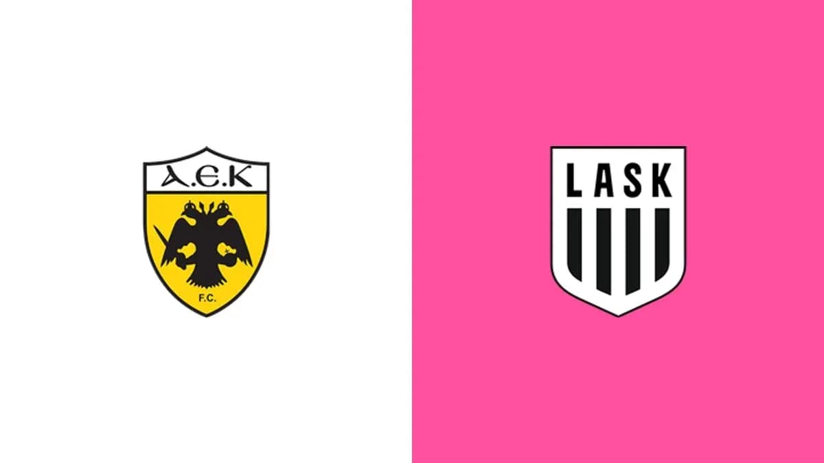 Logos of AEK and LASK football clubs Logos of AEK and LASK football clubs