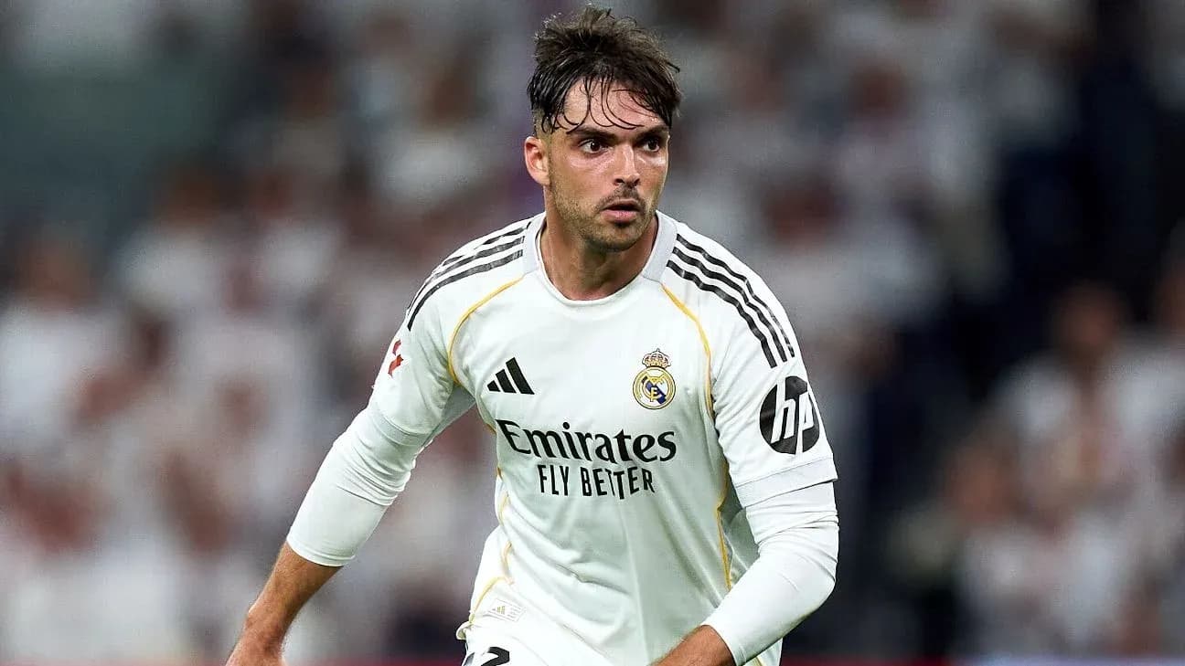 Player in Real Madrid kit during match action Player in Real Madrid kit during match action