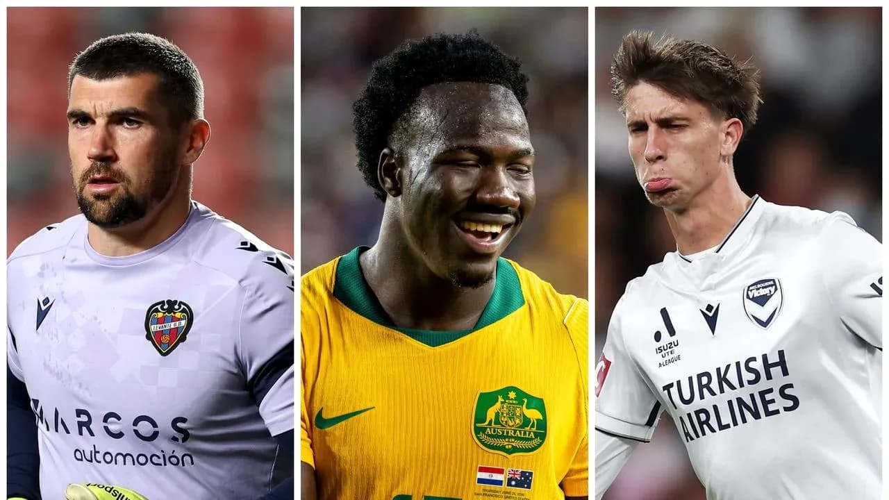 Three football players in different kits during match Three football players in different kits during match