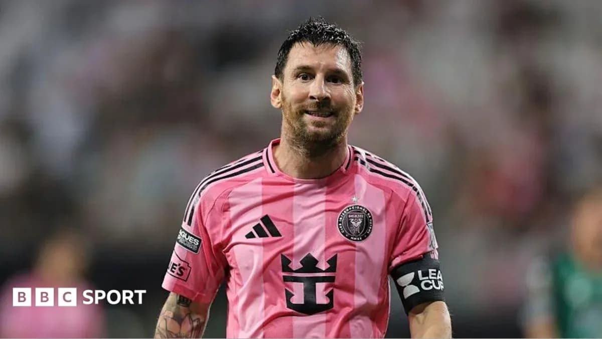 Lionel Messi in pink Inter Miami jersey during match Lionel Messi in pink Inter Miami jersey during match