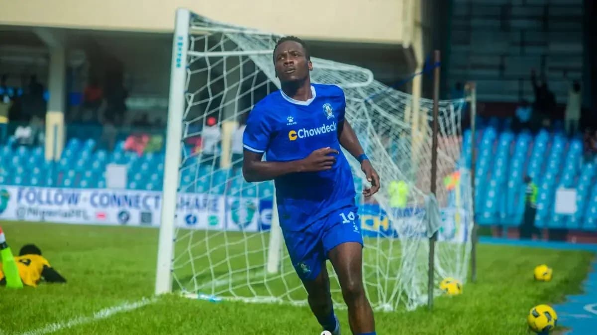 Player celebrating a goal in NPFL match Player celebrating a goal in NPFL match