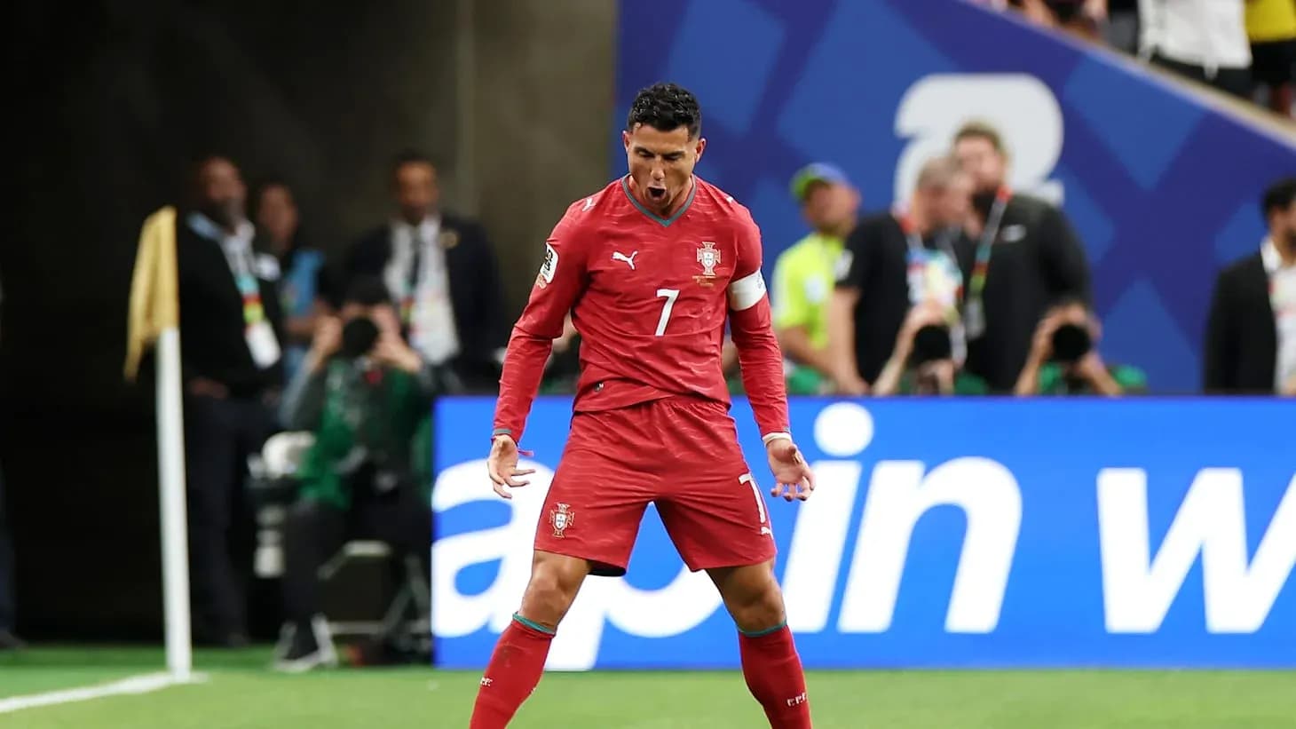 Cristiano Ronaldo celebrating during match Cristiano Ronaldo celebrating during match