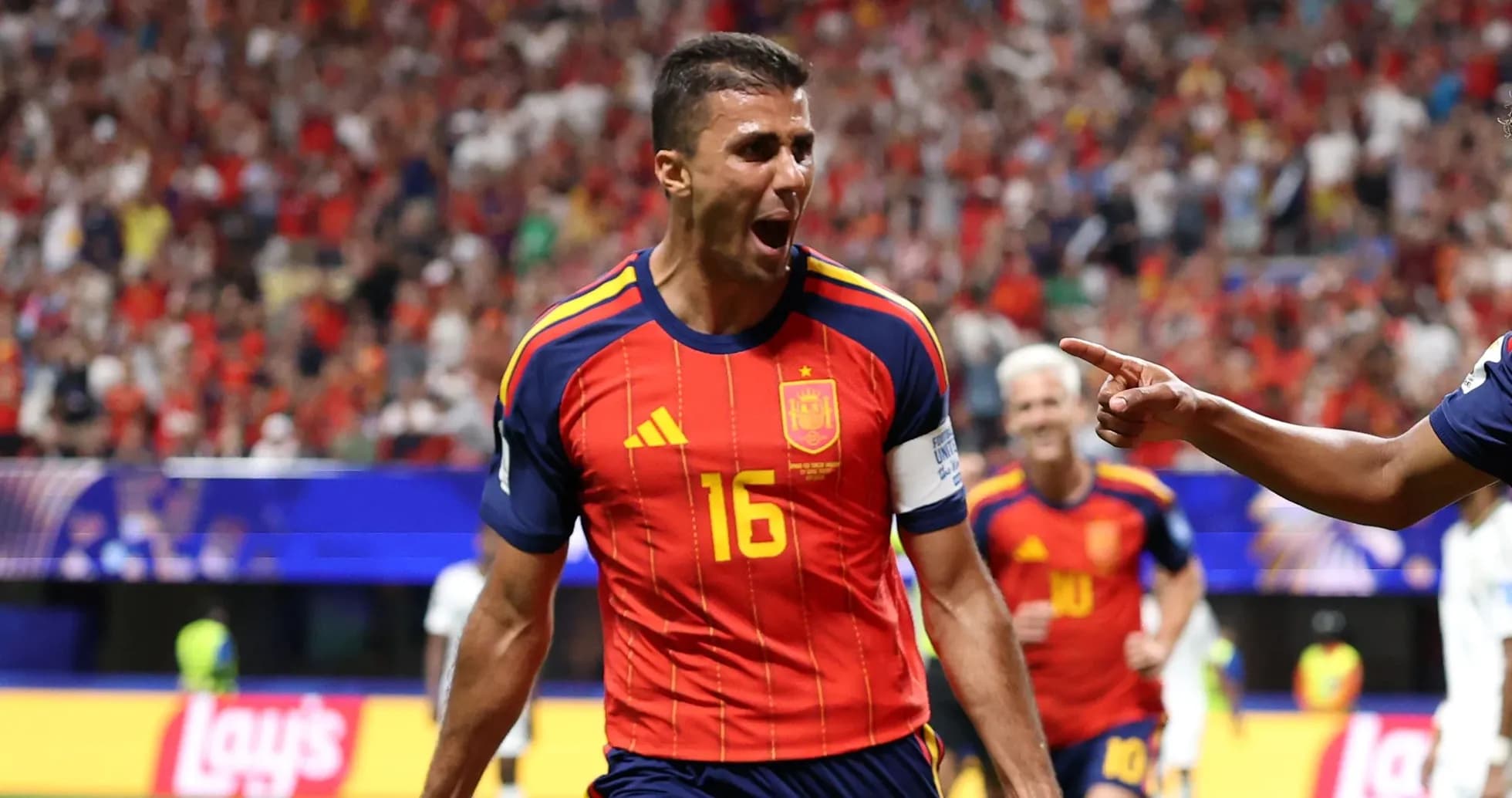 Player celebrating a goal during Spain match Player celebrating a goal during Spain match