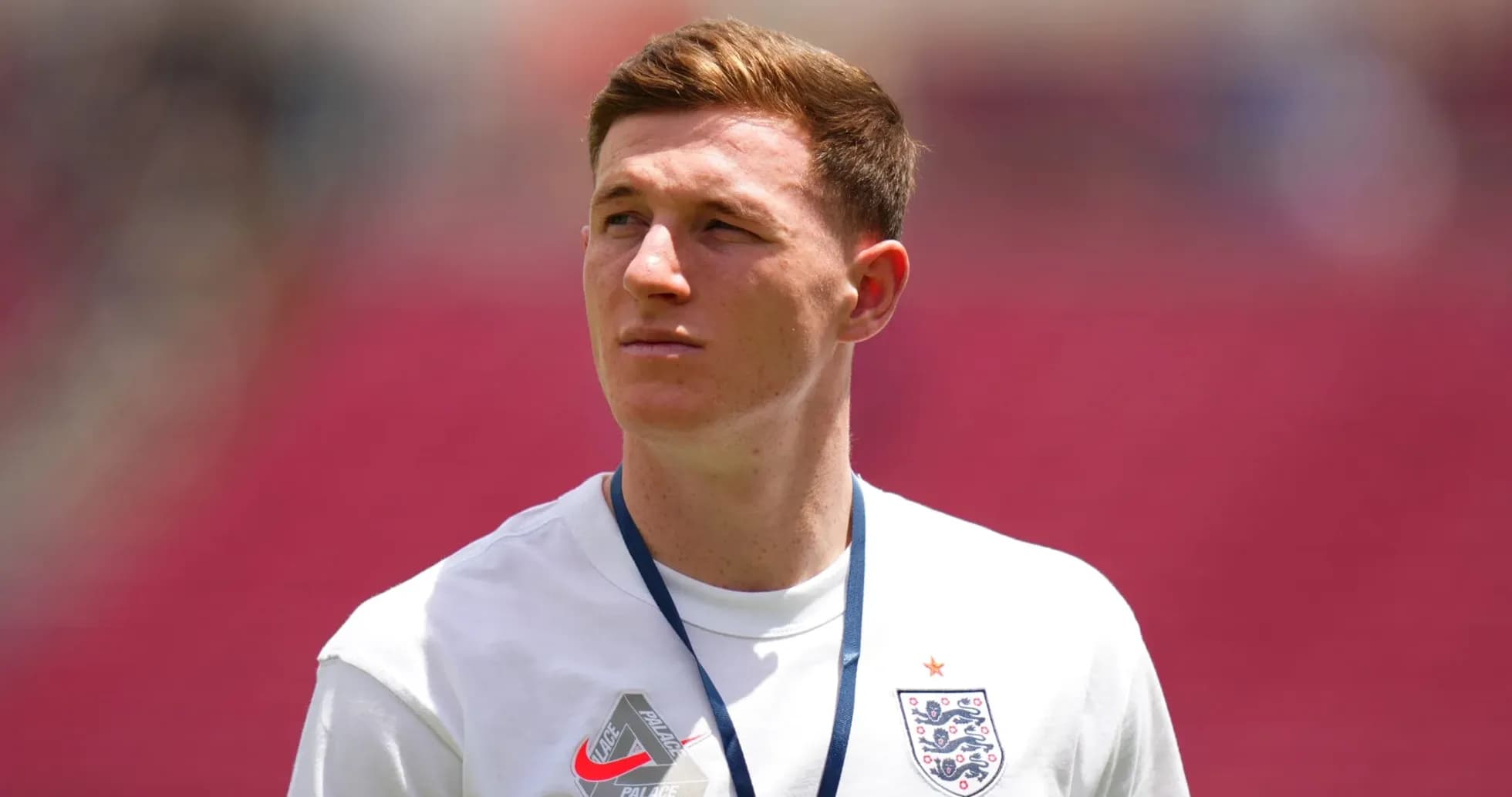 Player wearing England shirt during warm-up session Player wearing England shirt during warm-up session