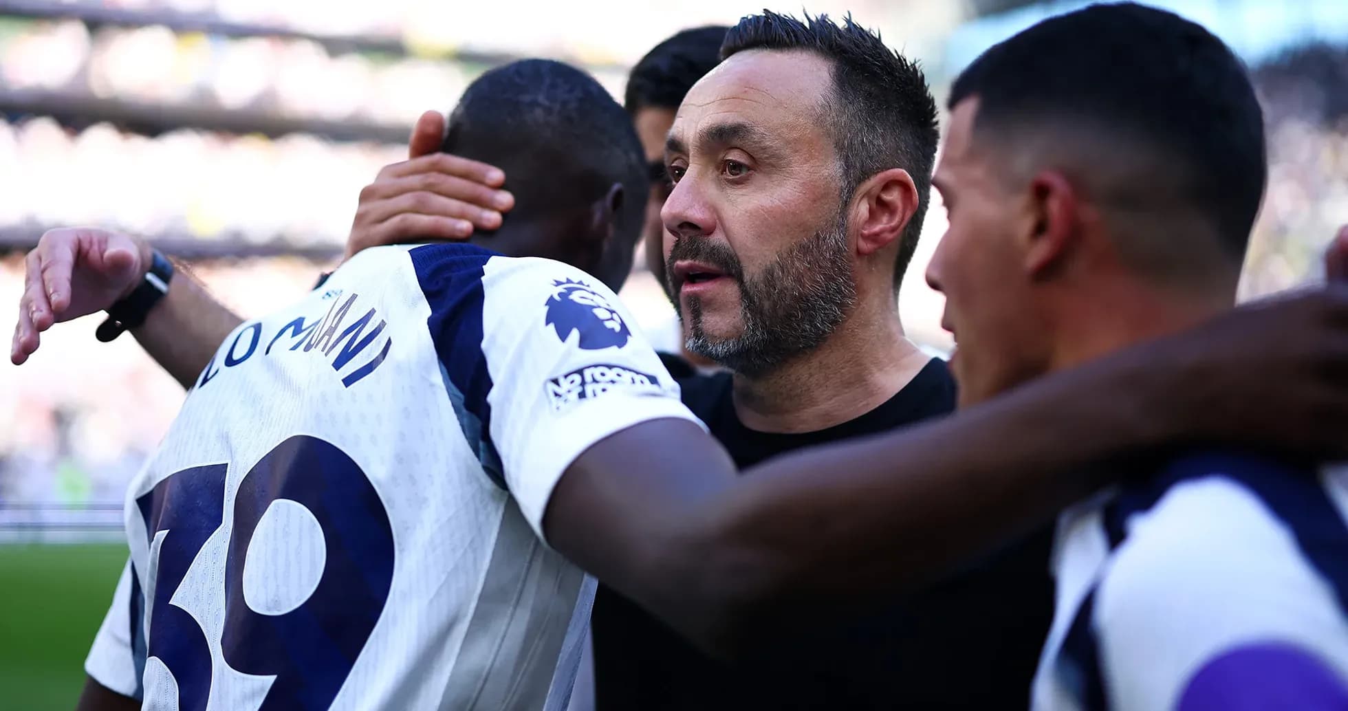 Tottenham players celebrating after Premier League match Tottenham players celebrating after Premier League match