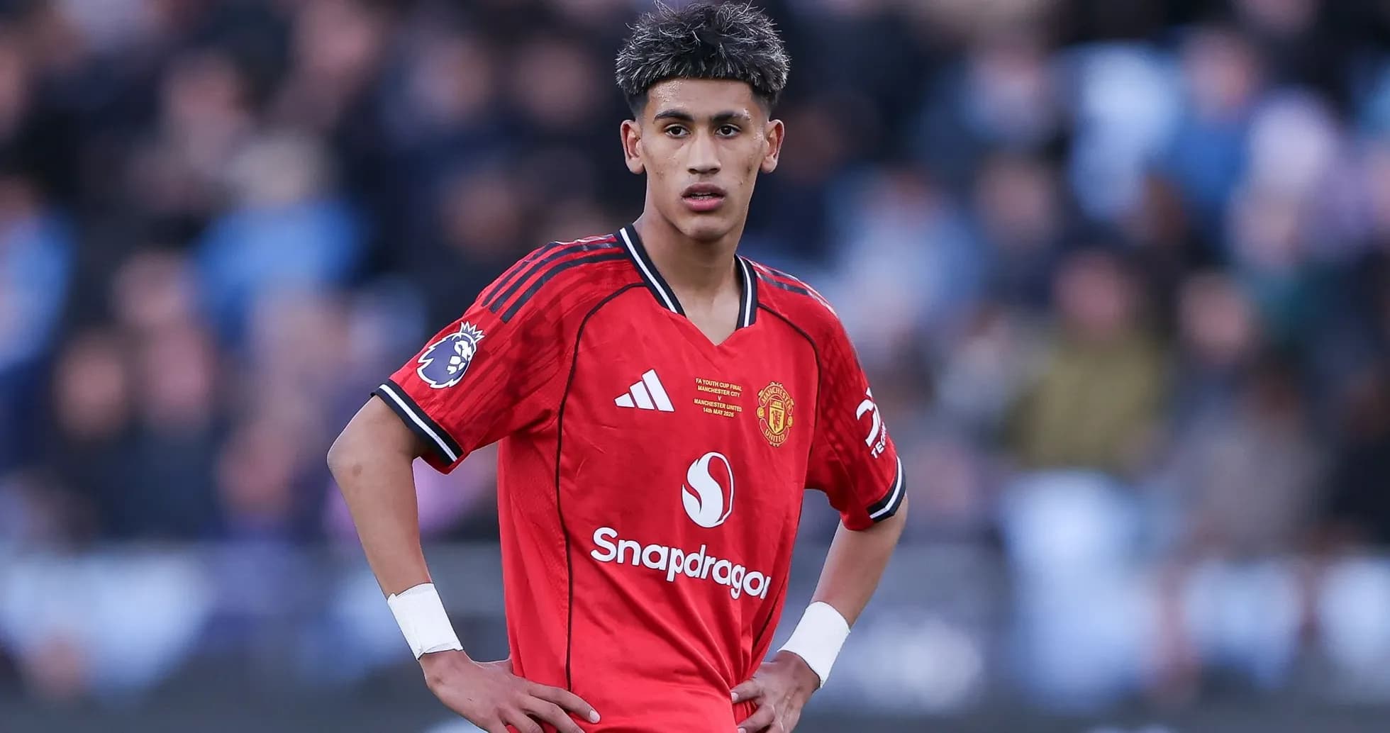 Player in Manchester United jersey during match Player in Manchester United jersey during match