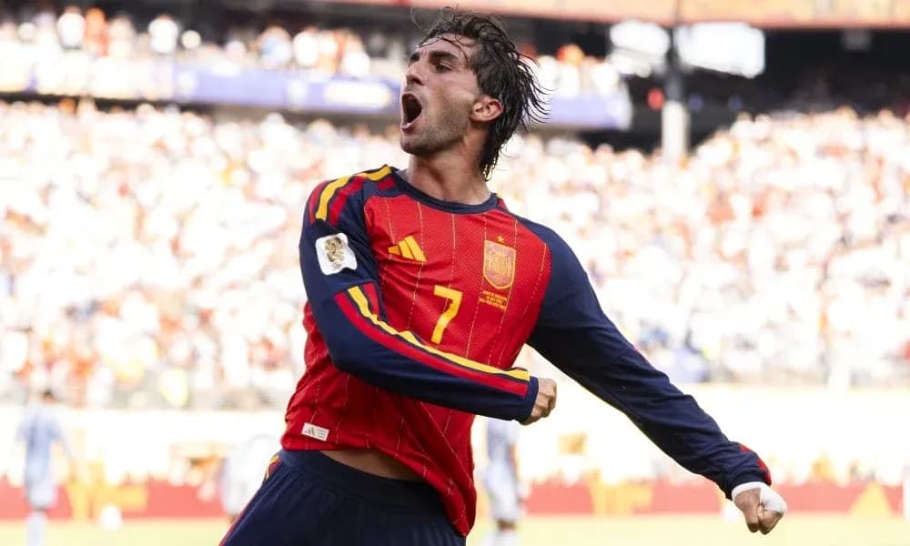 Player celebrating after scoring a goal for Spain Player celebrating after scoring a goal for Spain