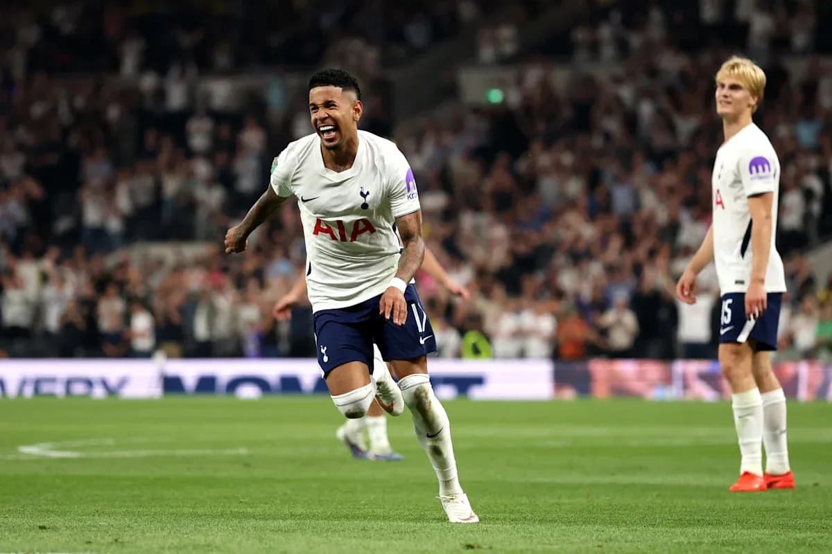 Player celebrating a goal for Tottenham Hotspur Player celebrating a goal for Tottenham Hotspur