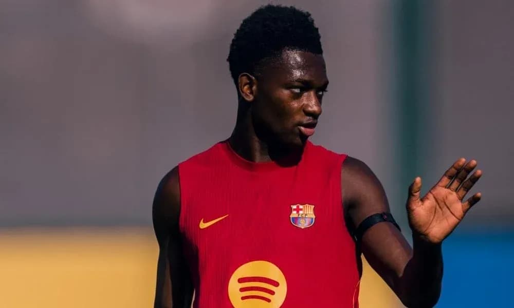 Player in Barcelona training kit during practice session Player in Barcelona training kit during practice session