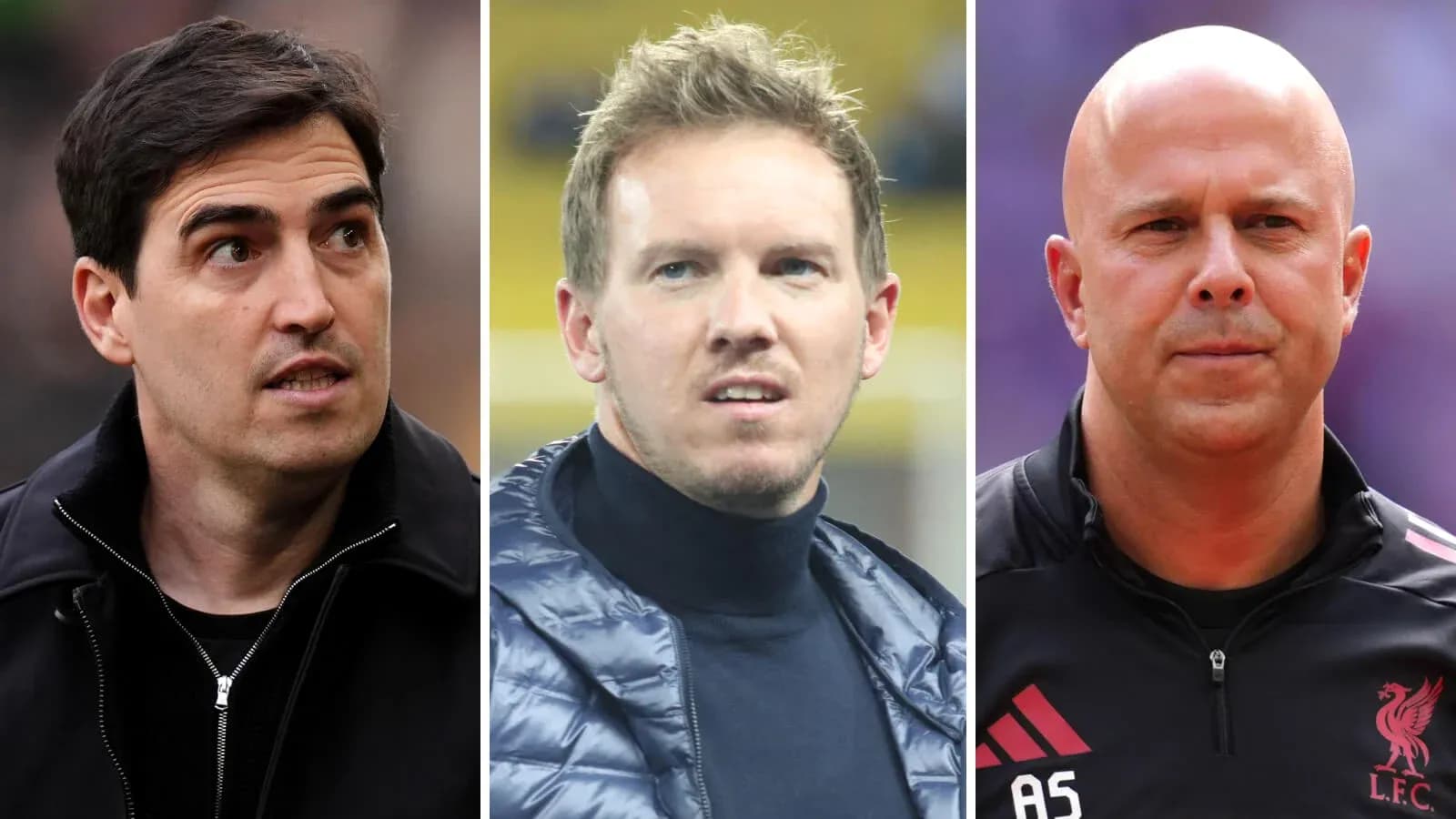 Three football coaches in individual close-up shots Three football coaches in individual close-up shots