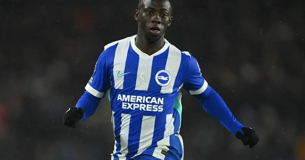 Player celebrating during match in Brighton kit Player celebrating during match in Brighton kit