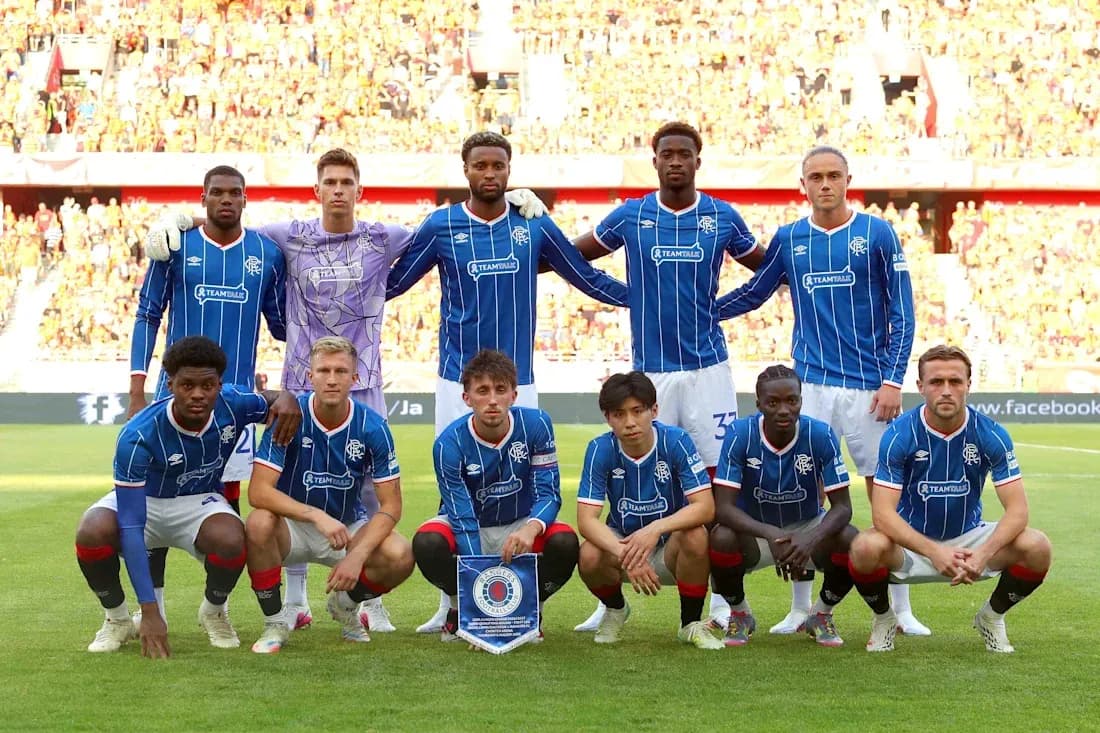 Rangers team lineup before UEFA Europa League match Rangers team lineup before UEFA Europa League match