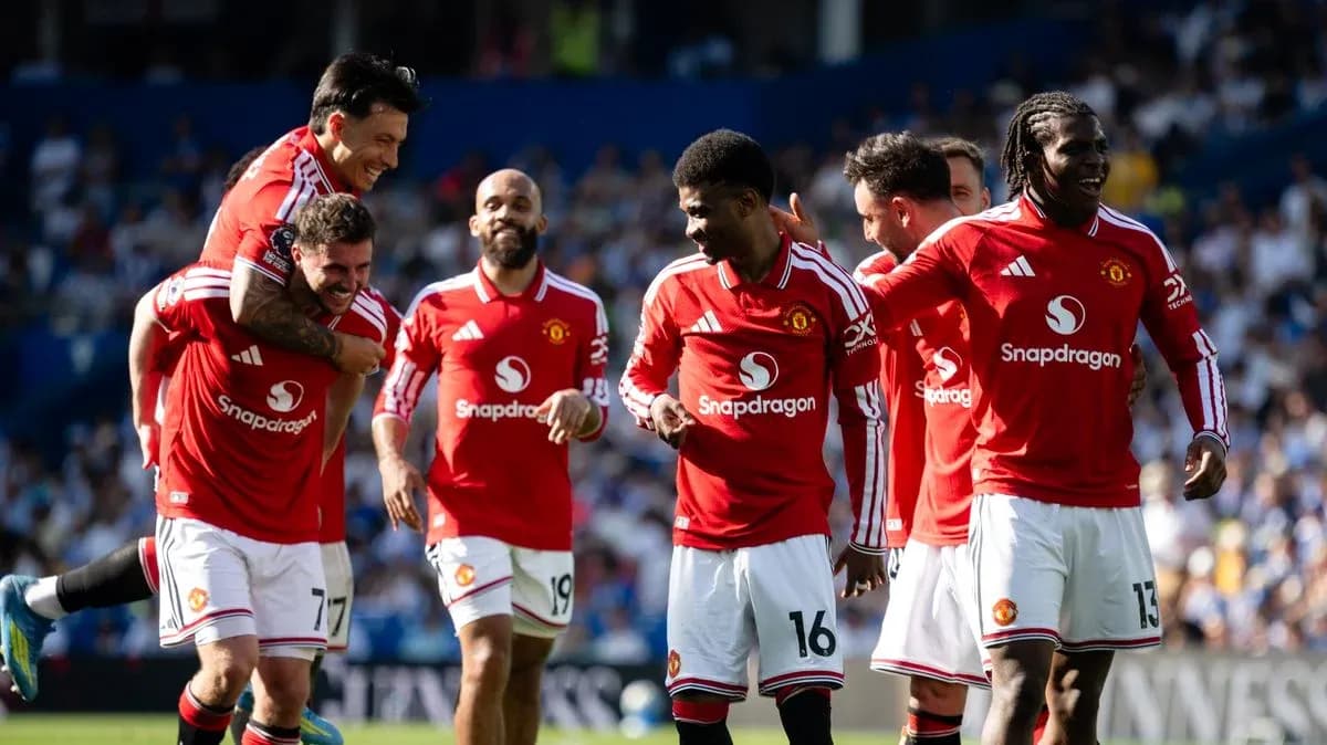 Manchester United players celebrating during a match Manchester United players celebrating during a match