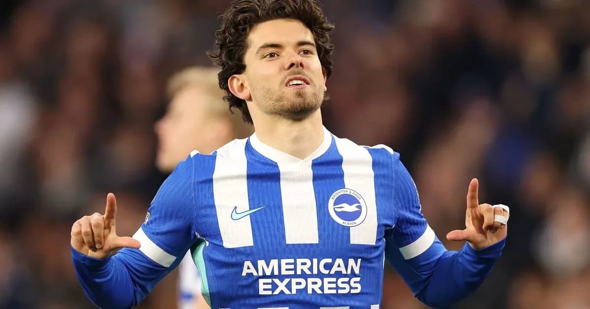 Player celebrating in Brighton & Hove Albion jersey Player celebrating in Brighton & Hove Albion jersey