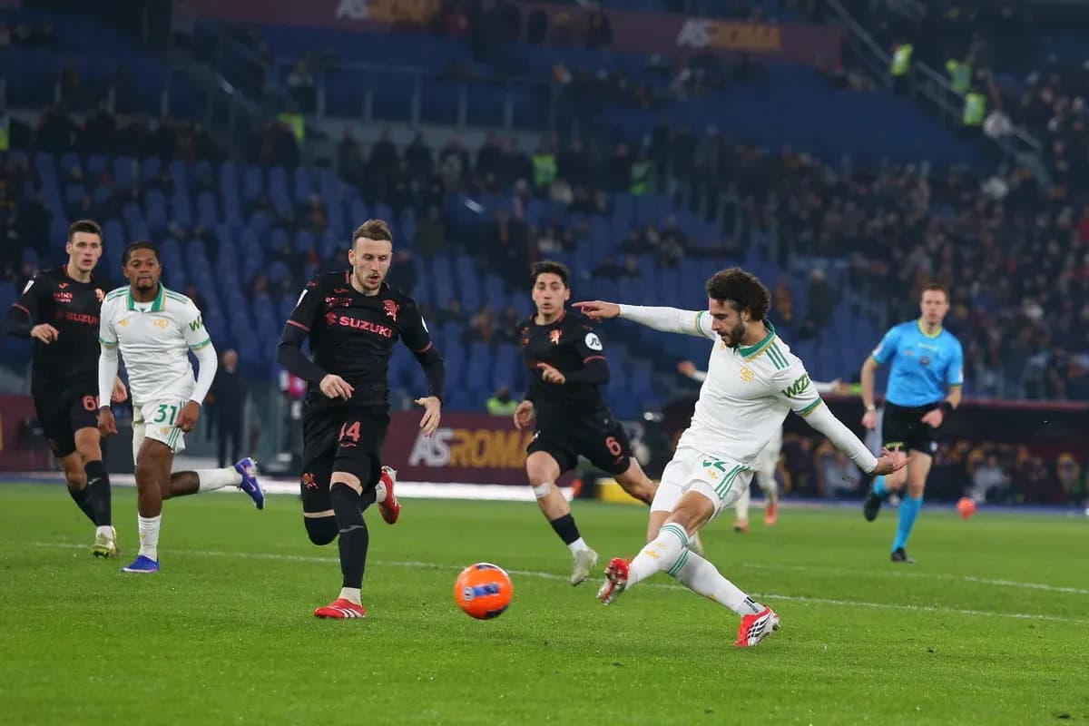 Player shooting the ball during Torino vs AS Roma Player shooting the ball during Torino vs AS Roma