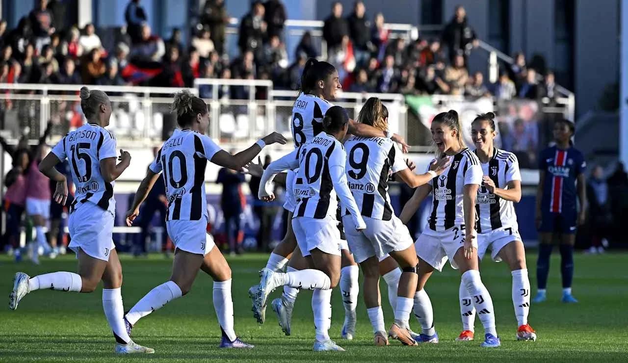 Juventus women celebrating a goal during match Juventus women celebrating a goal during match
