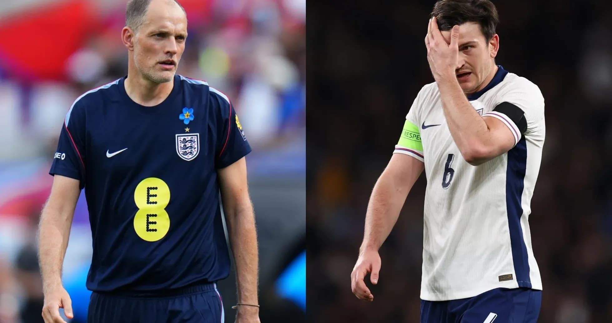Two football players in England kits on the field Two football players in England kits on the field