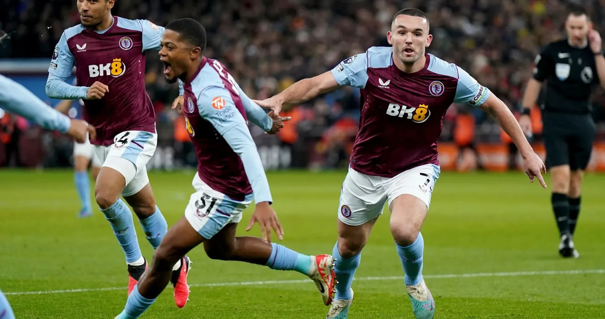 Aston Villa players celebrating a goal Aston Villa players celebrating a goal