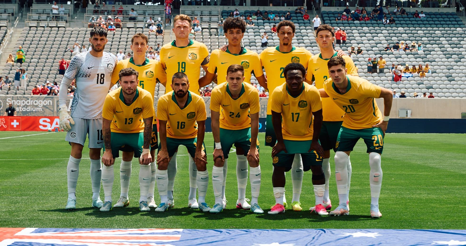 Australia national football team lineup on field Australia national football team lineup on field