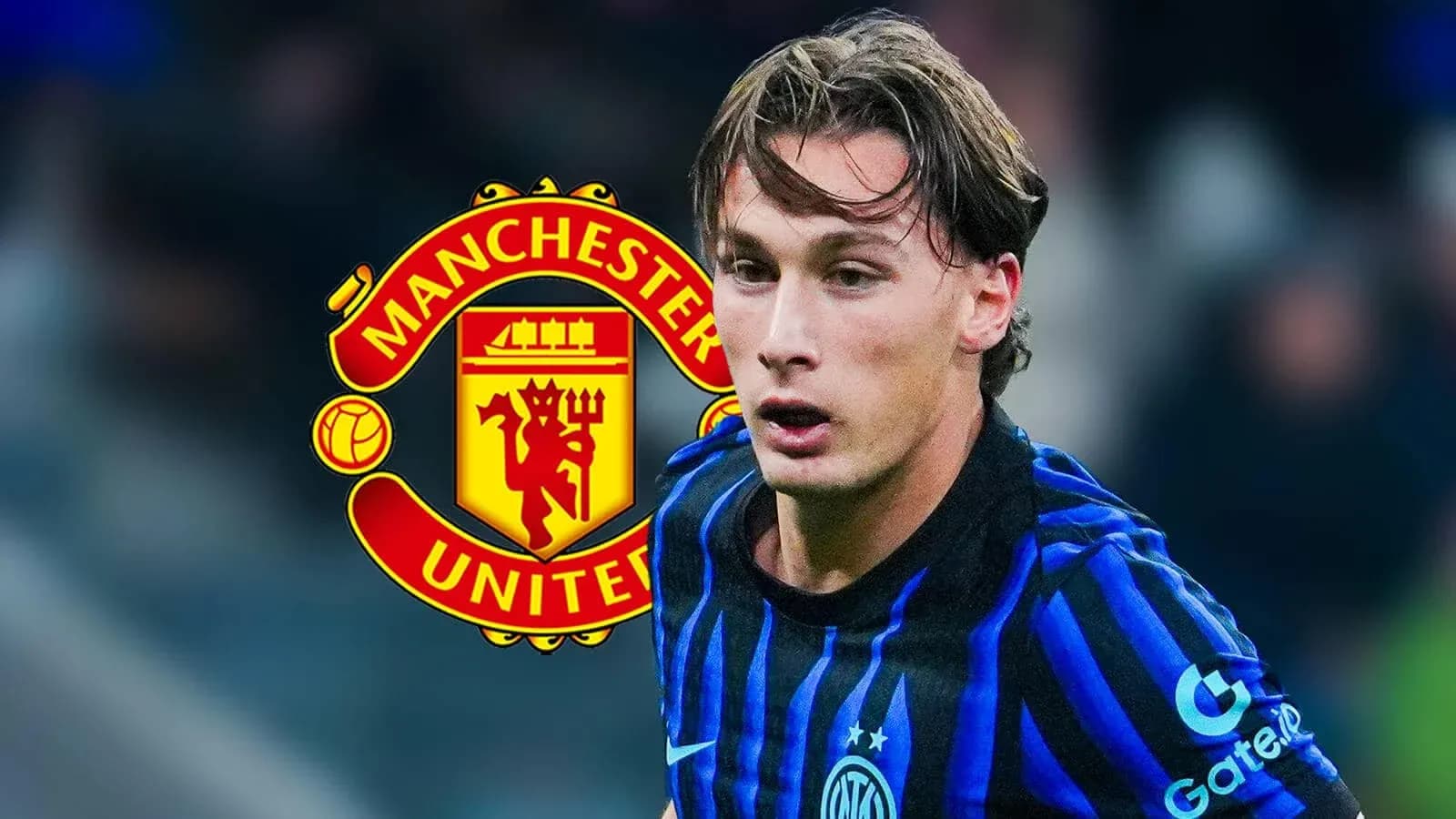 Player in blue and black kit with Manchester United logo Player in blue and black kit with Manchester United logo