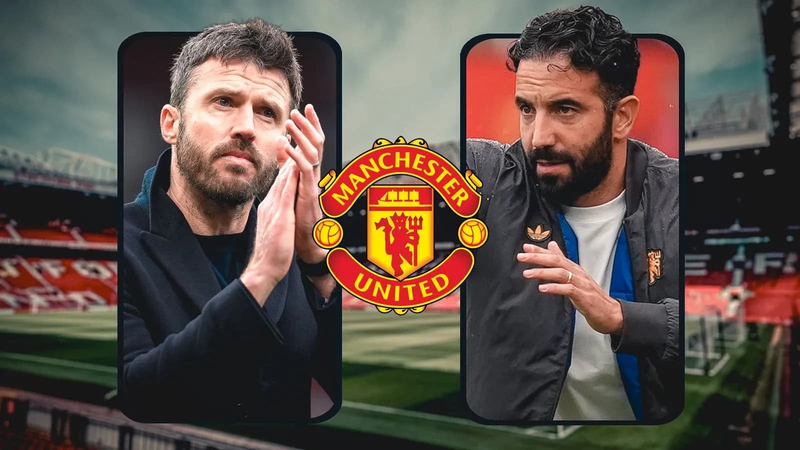Two coaches discussing tactics at Manchester United stadium Two coaches discussing tactics at Manchester United stadium