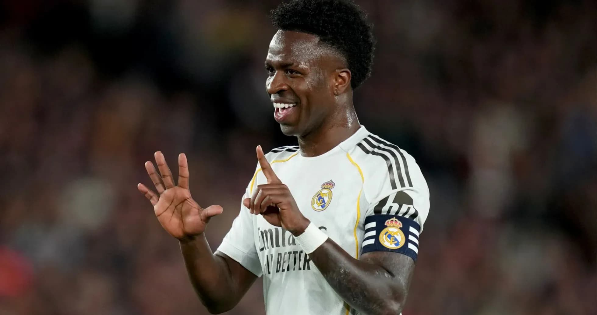 Player celebrating after scoring a goal for Real Madrid Player celebrating after scoring a goal for Real Madrid