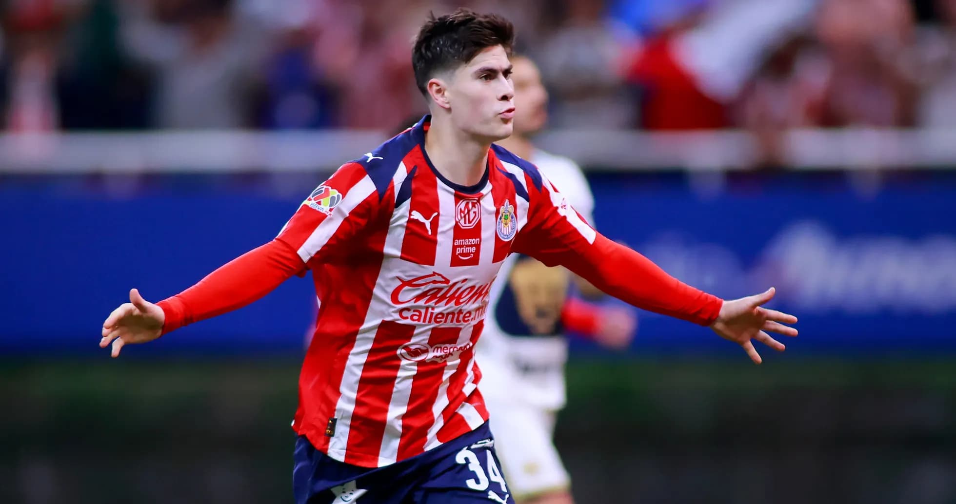 Chivas player celebrating a goal during Liga MX match Chivas player celebrating a goal during Liga MX match