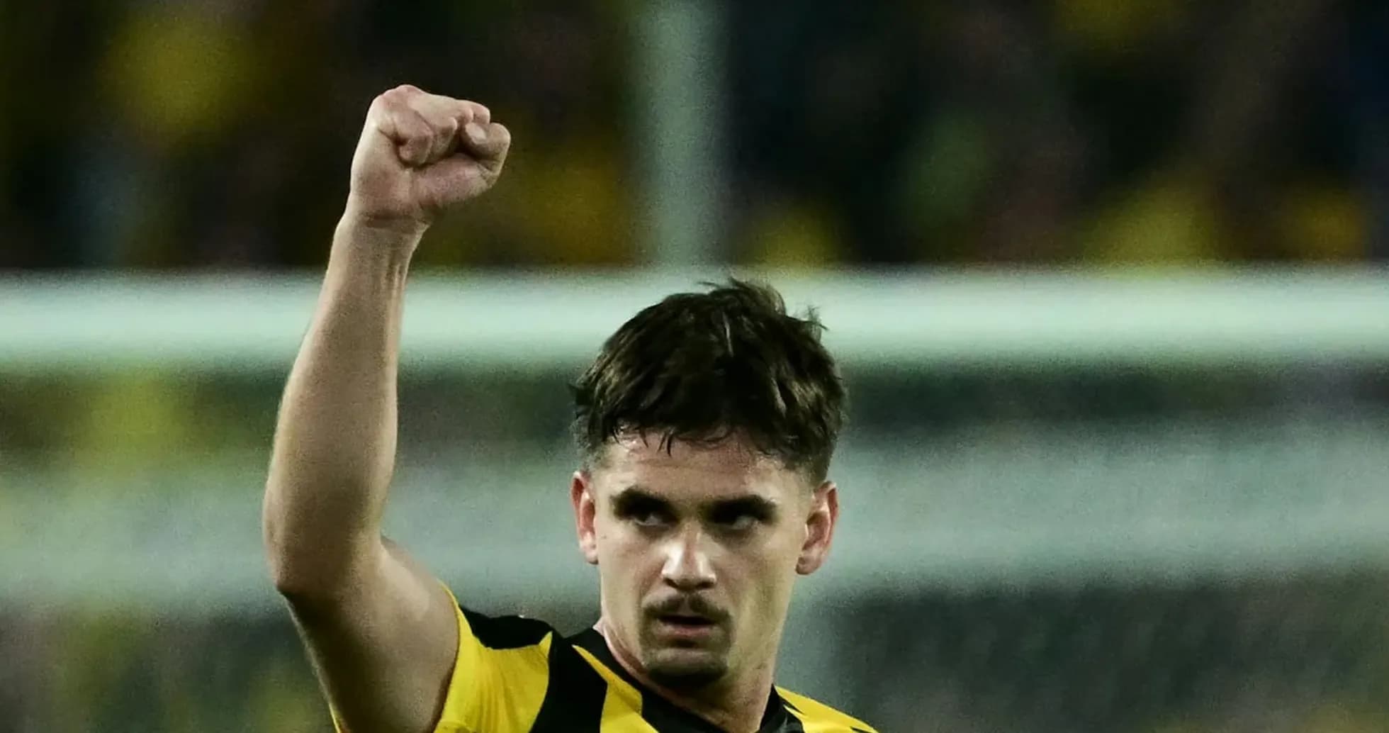 AEK Athens player celebrating during match AEK Athens player celebrating during match