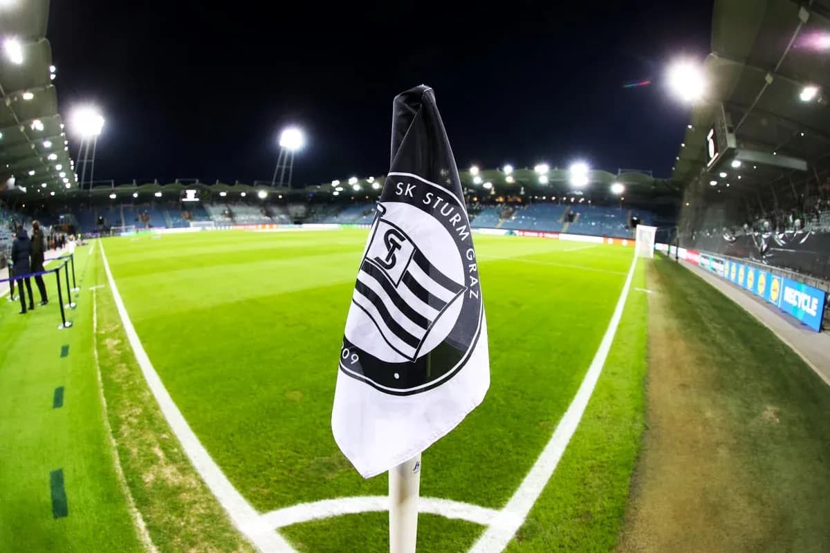 Corner flag of SK Sturm Graz at stadium Corner flag of SK Sturm Graz at stadium