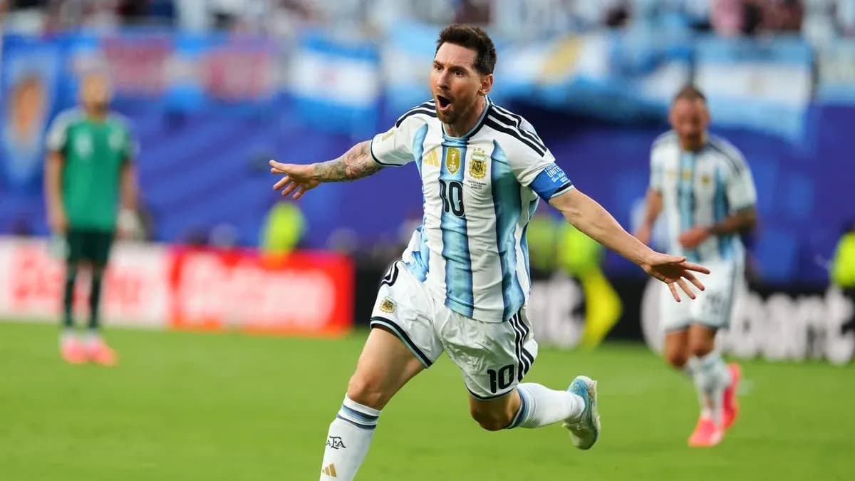 Lionel Messi celebrating a goal for Argentina Lionel Messi celebrating a goal for Argentina