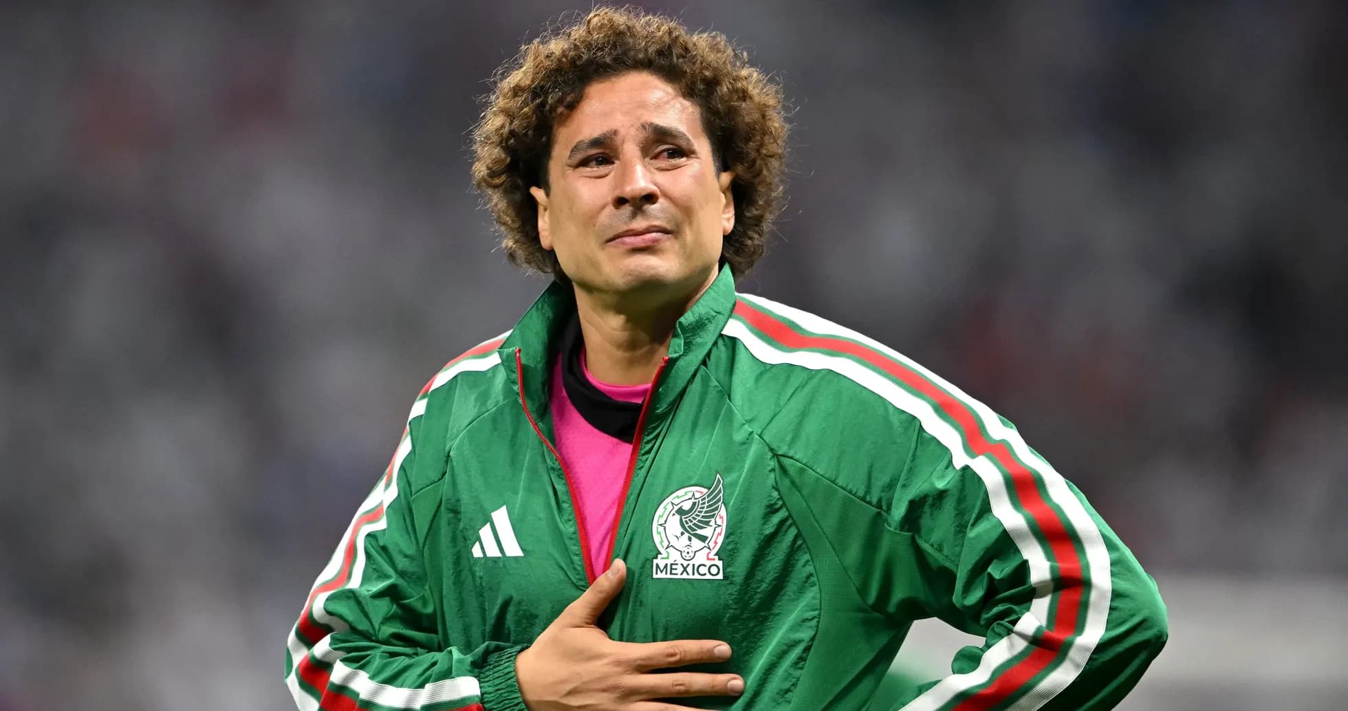 Goalkeeper in Mexico jacket during match Goalkeeper in Mexico jacket during match