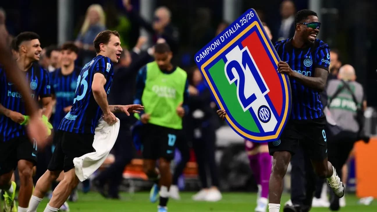 Inter players celebrating Serie A championship victory Inter players celebrating Serie A championship victory