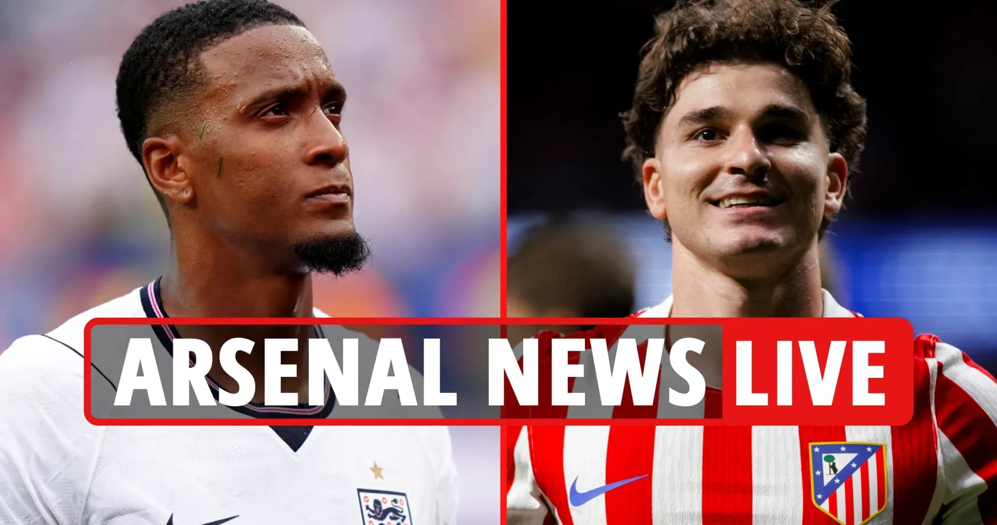 Two football players from different teams with news banner Two football players from different teams with news banner