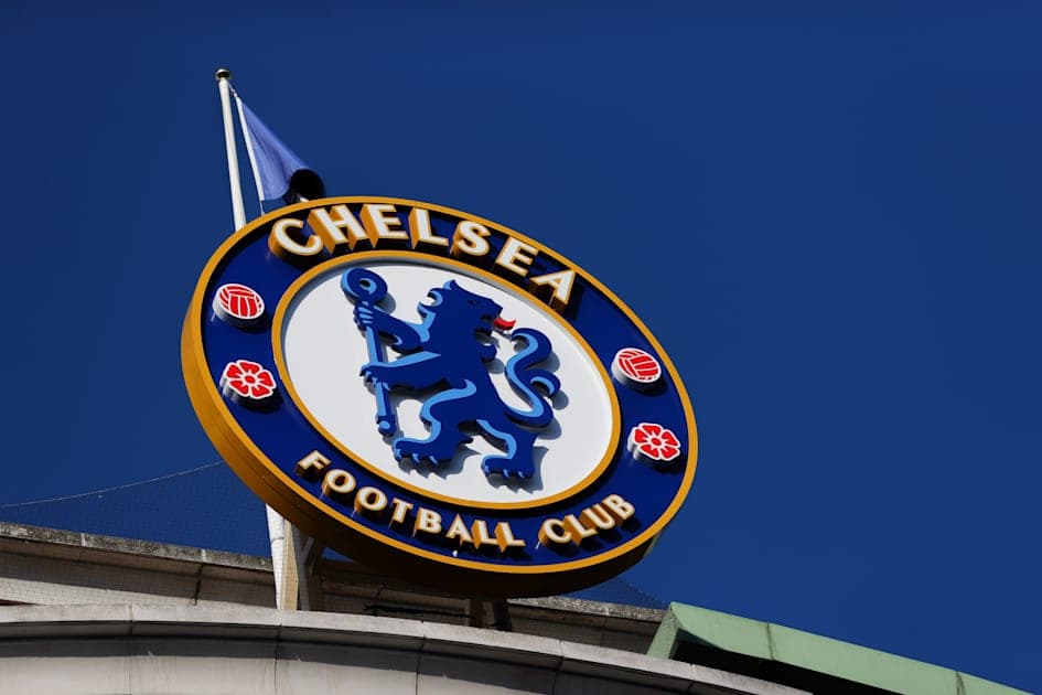 Chelsea Football Club logo against blue sky Chelsea Football Club logo against blue sky