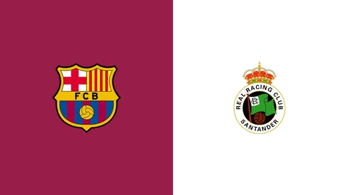 Logos of FC Barcelona and Racing Santander Logos of FC Barcelona and Racing Santander