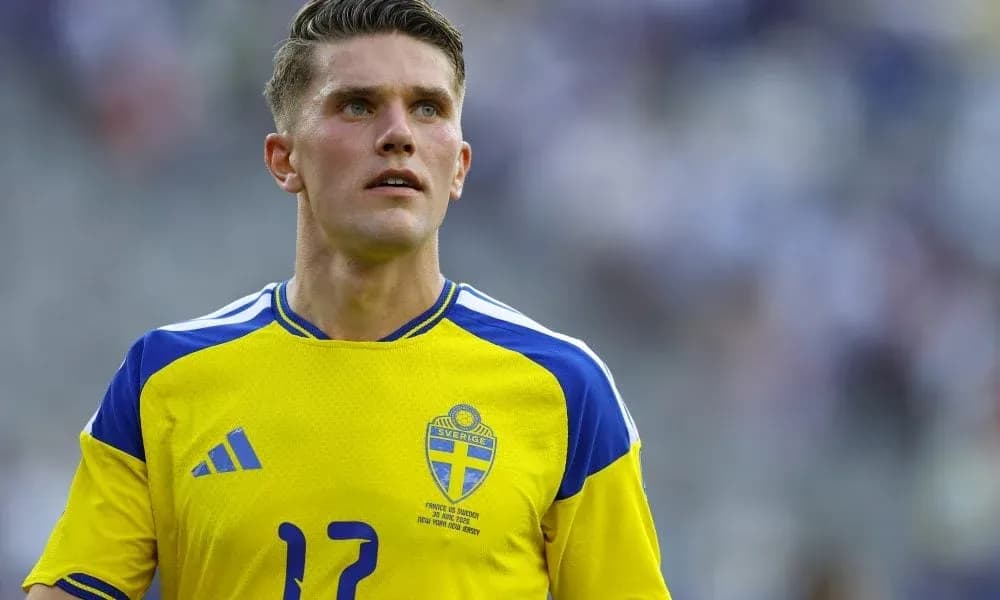 Player in yellow Sweden jersey during match Player in yellow Sweden jersey during match