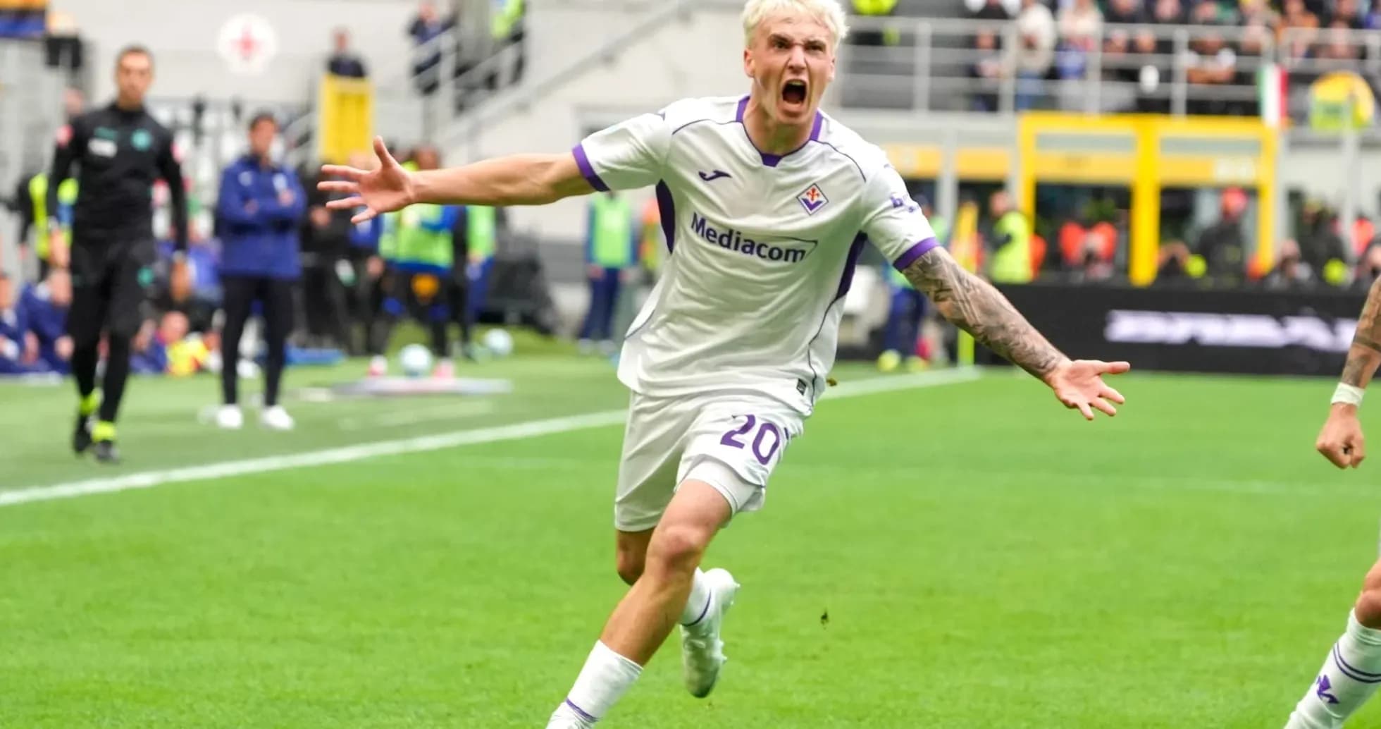 Fiorentina player celebrating a goal during match Fiorentina player celebrating a goal during match