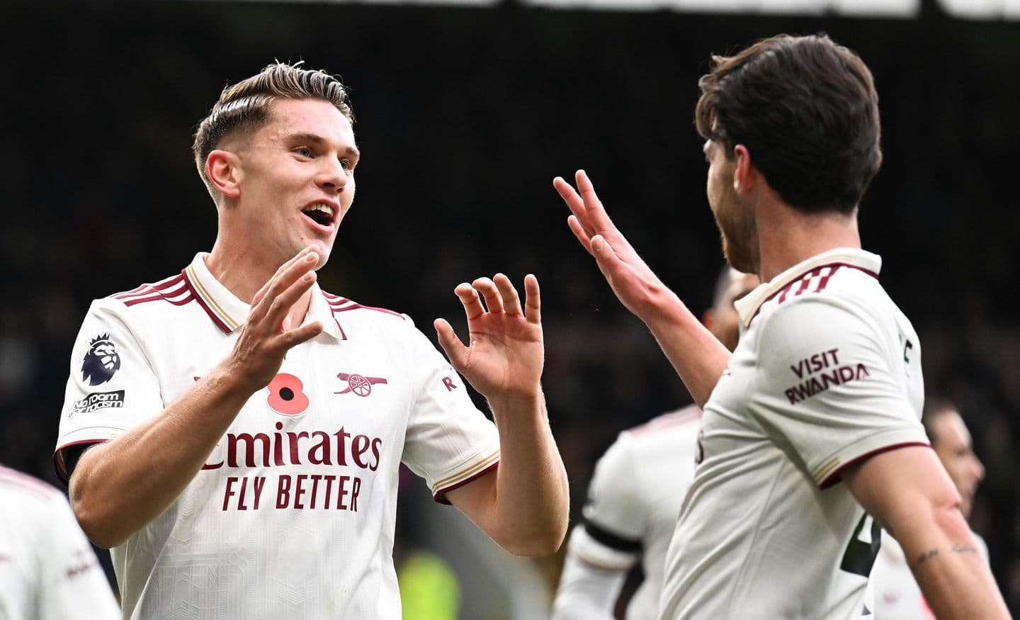 Arsenal players celebrating a goal during match Arsenal players celebrating a goal during match