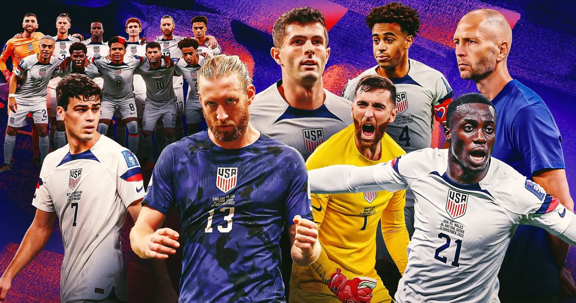 USA men's soccer team players in dynamic poses USA men's soccer team players in dynamic poses